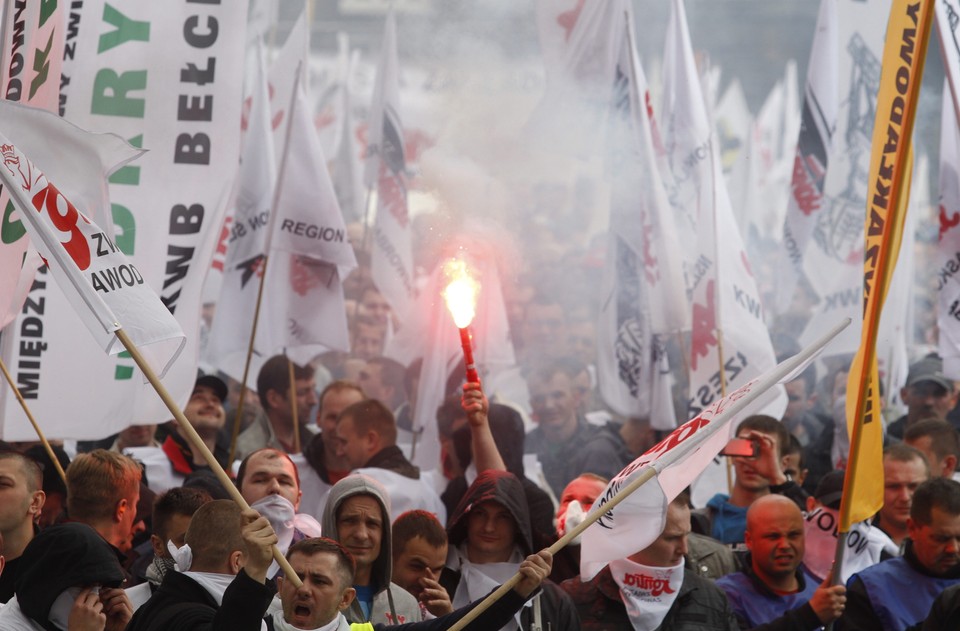 KATOWICE PROTEST GÓRNICZYCH ZWIĄZKÓW ZAWODOWYCH (manifestacja górniczych związkowców)