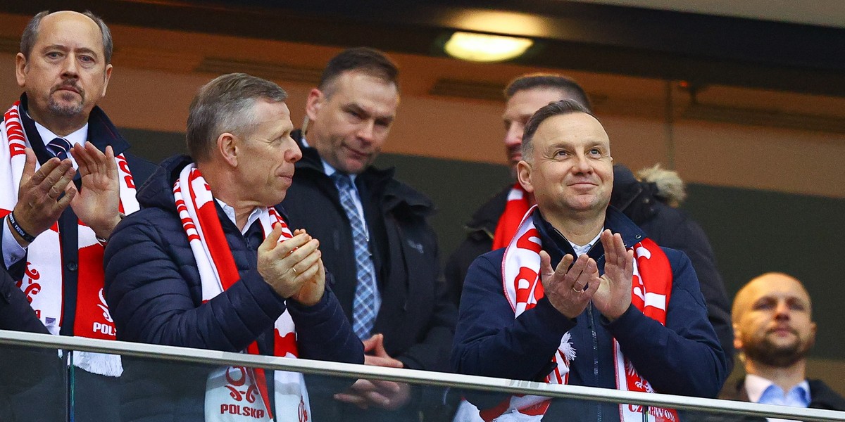 Andrzej Duda na meczu Polska-Albania. 