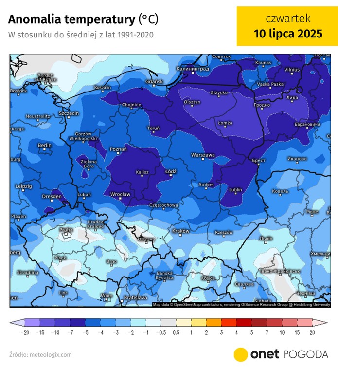 Druga dekada lipca rozpocznie się falą chłodów