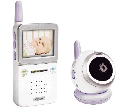 Nadajnik urządzenia TOPCOM BABYVIEWER 2500 transmituje do odbiornika nie tylko dźwięk, ale również obraz. Korzysta z pasma DECT. Cena: około 700 złotych