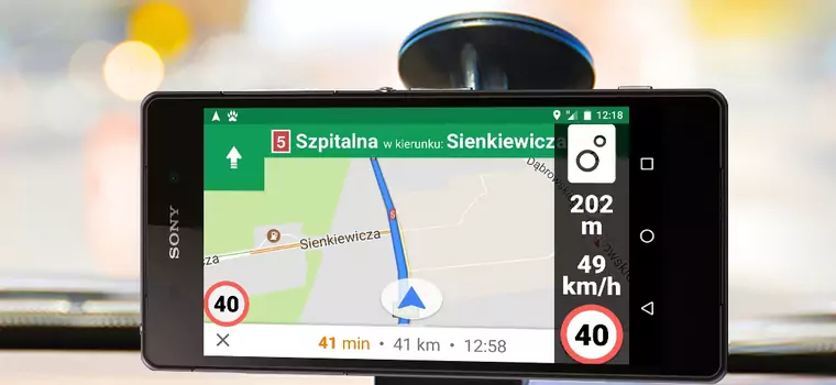 Fotoradary i ograniczenia prędkości w Google Maps?