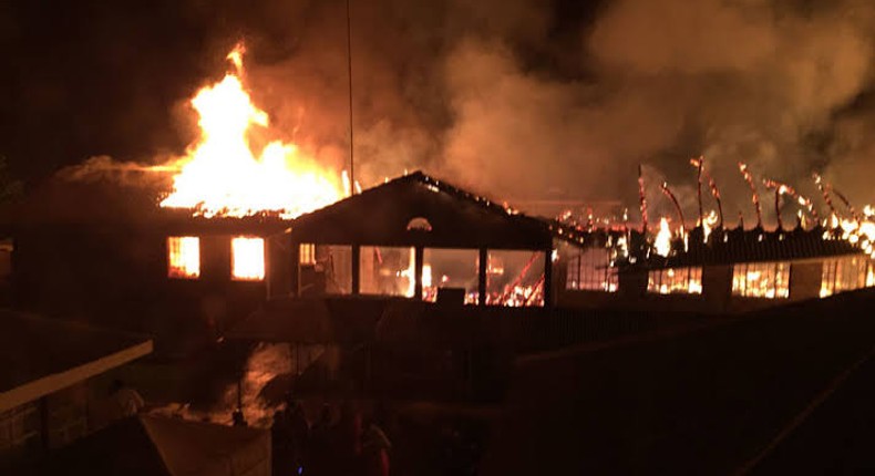 File image of a fire. Goods worth millions of shillings destroyed in Mathai Supermarket night fire in Murang'a branch