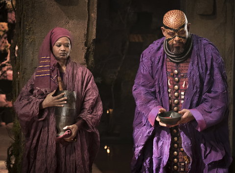 Sope Aluko and Forest Whitaker in a scene from 'Black Panther' [imdb]