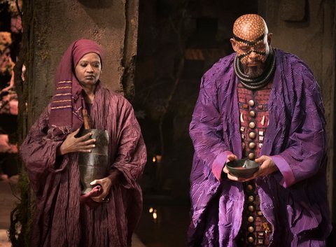 Sope Aluko and Forest Whitaker in a scene from 'Black Panther' [imdb]