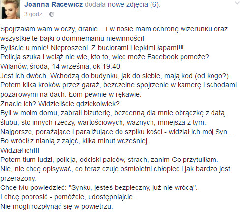 Joanna Racewicz na Facebooku