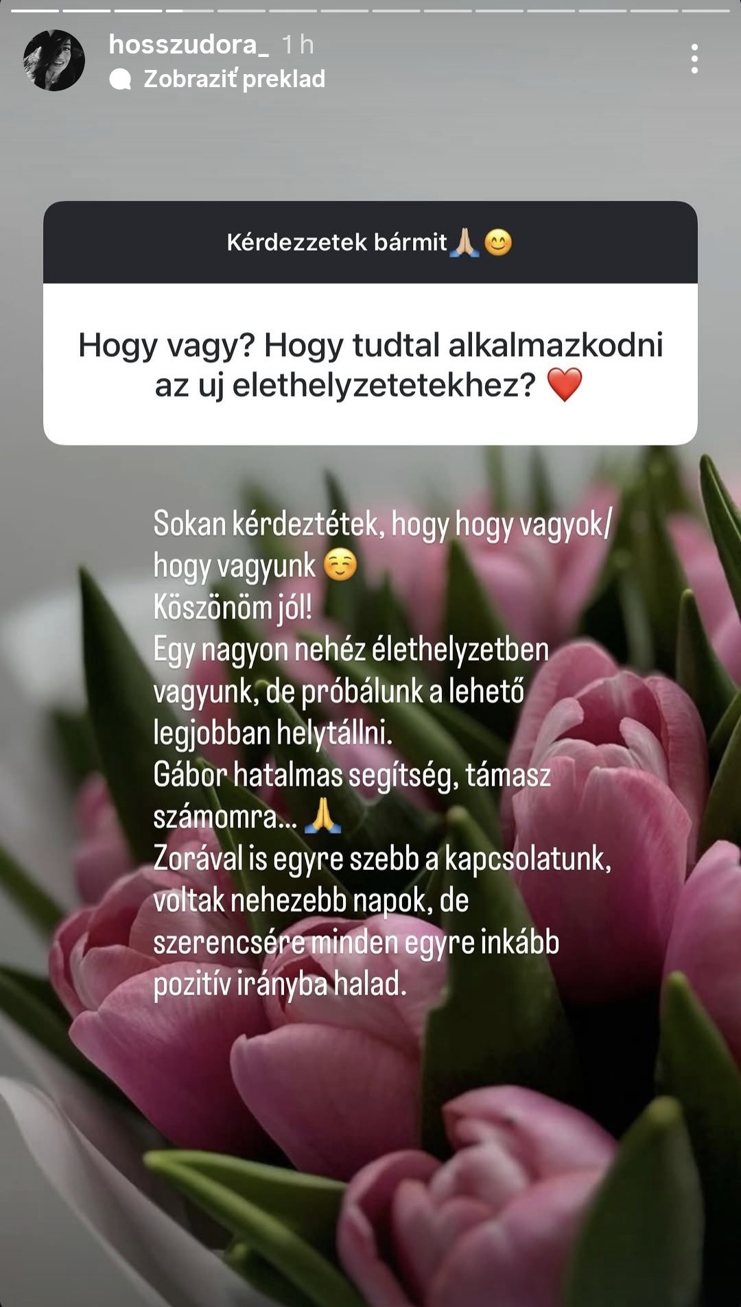 Partnerka Gábora Borárosa Dóra odpovedala na otázky. 