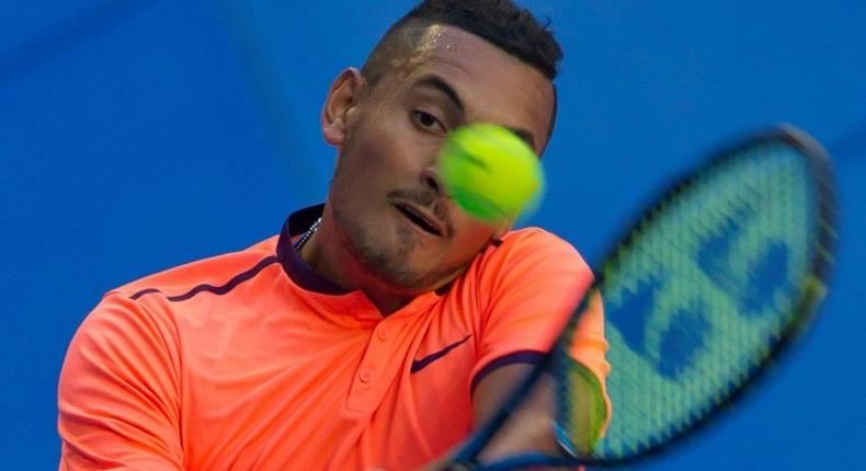 Australia's Nick Kyrgios in action against Adam Pavlasek of the Czech Republic at the Hopman Cup in Perth on January 3, 2017