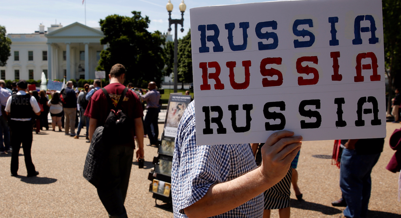 Protesters outside the White House.