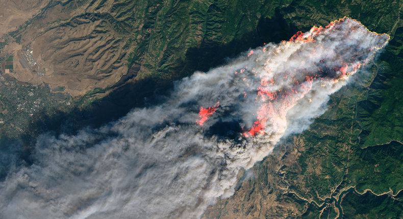 camp fire california satellite image nasa 8nov2018