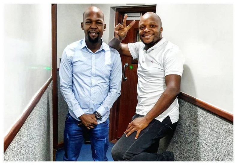 (L-R) Kenyan presenters Alex Mwakideu & Jalang'o 