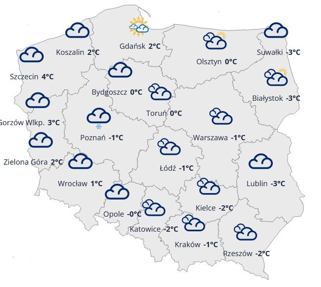 Prognoza pogody dla Polski - 23 stycznia