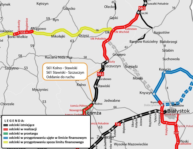 Via Baltica dłuższa o dwa odcinku drogi ekspresowej S61