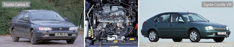 Carina E korzystała z silnika 2C do liftingu w 1996 r.; Corolla VIII miała diesla 2.0 w latach 1997-2000.