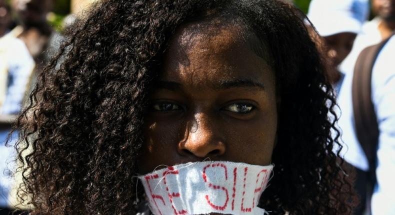 Protesters took to the streets of Port-au-Prince, Haiti on May 26, 2019 to denounce a recent spate of gang rapes