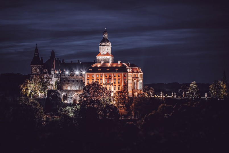 Zamek Książ ,Wałbrzych,Castle,At,Night,,Castle,In,Poland,secrets,Of,Ksi??