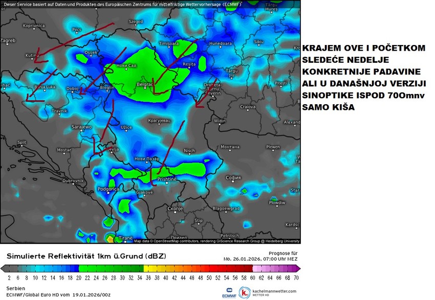 U nižim predelima se očekuje kiša