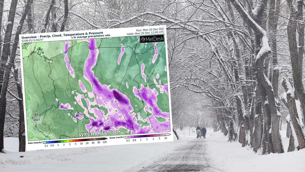 Prognoza pogody na poniedziałek, 20 grudnia. Zimno i śnieżnie. Możliwe burze
