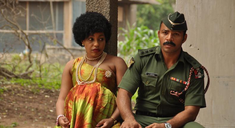Rita Dominic and Ramsey Nouah on the set of 76
