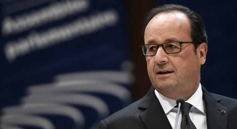 French President Francois Hollande at the Parliamentary Assembly of the Council of Europe on October 11, 2016 in Strasbourg