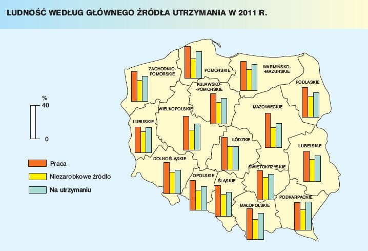 Ludność według głównego źródła utrzymania w 2011 roku