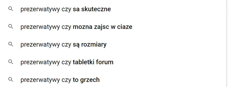 Najczęstsze zapytania związane z prezerwatywami w popularnej wyszukiwarce. Na temat &quot;grzechu&quot; nie będziemy się wypowiadać, ale o całej reszcie — jak najbardziej! / Google, screen Ofeminin