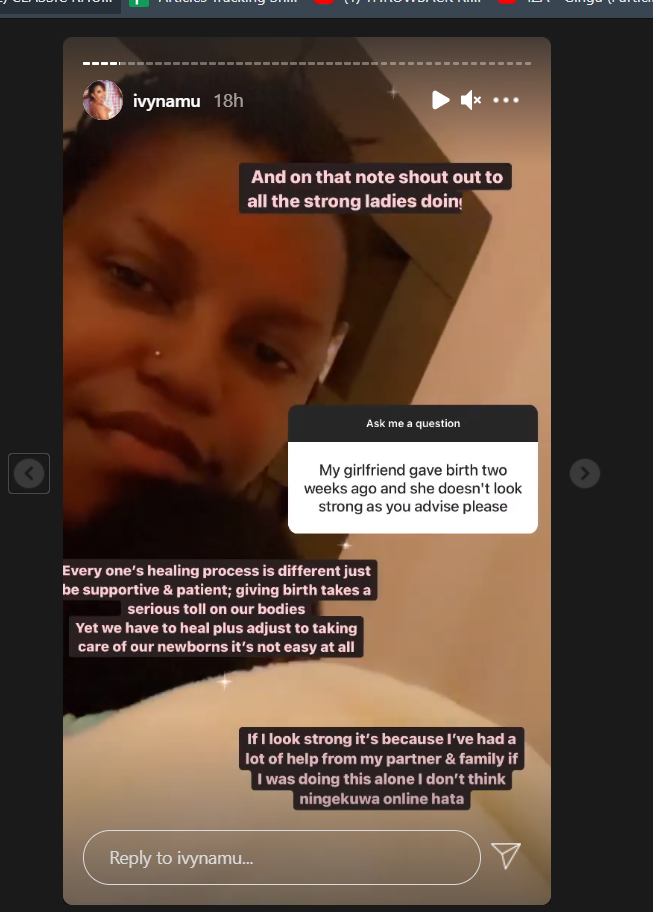 Ivy Namu's response in a Q&A with her fans