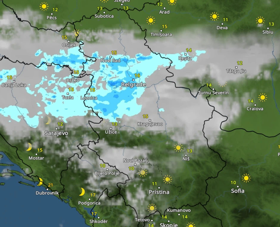 Kretanje padavina u 6 sati