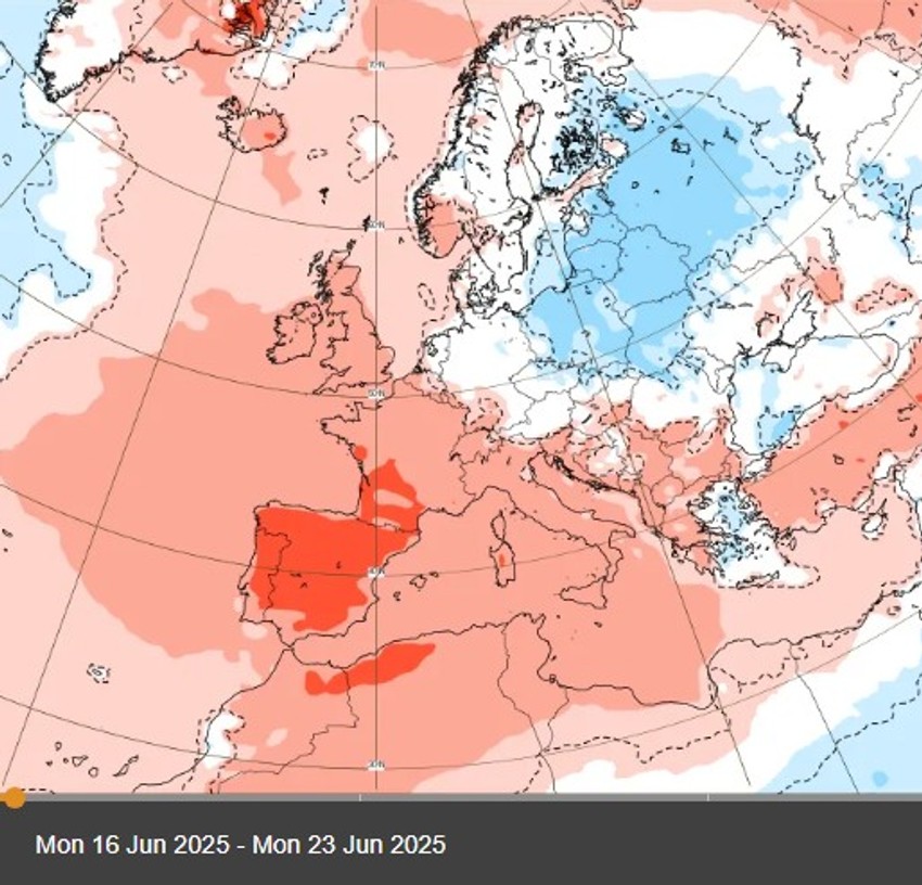 Mapa kretanja vremenskih prilika za Srbiju, ponedeljak, 16. jun