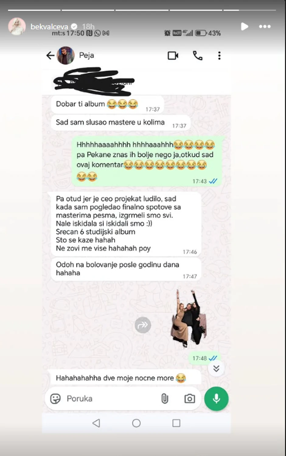 Objava Nataše Bekvalac