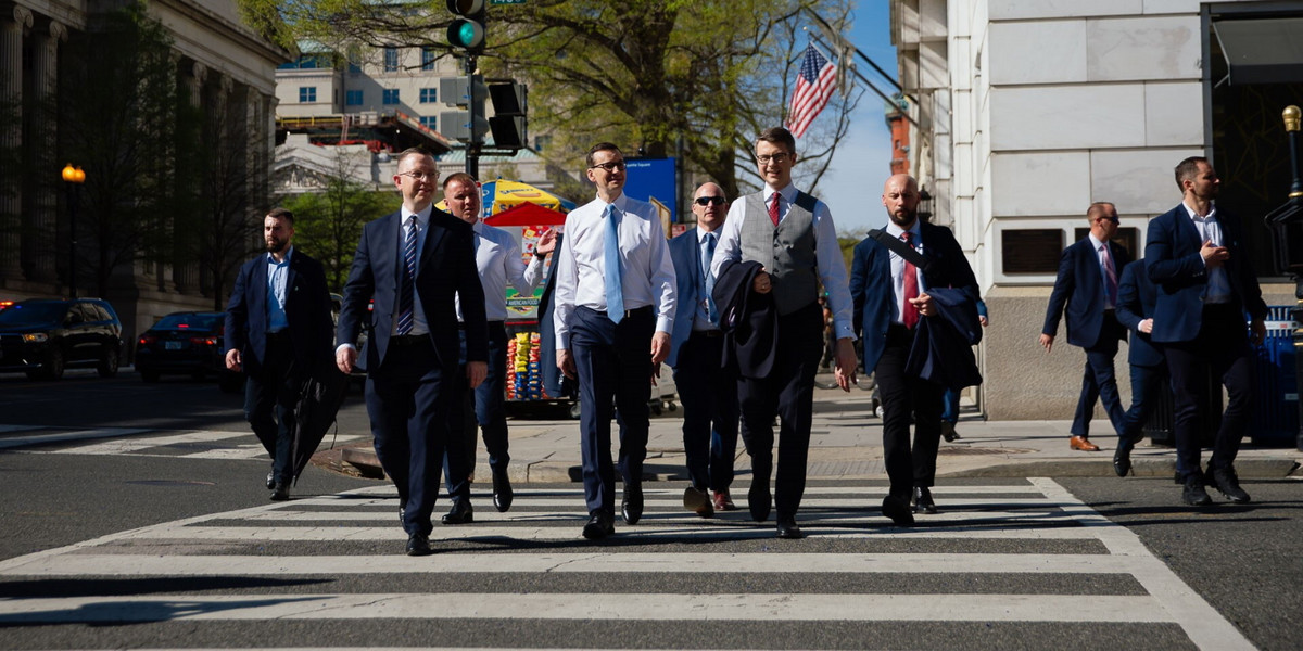 Premier RP Mateusz Morawiecki podczas wizyty w Waszyngtonie