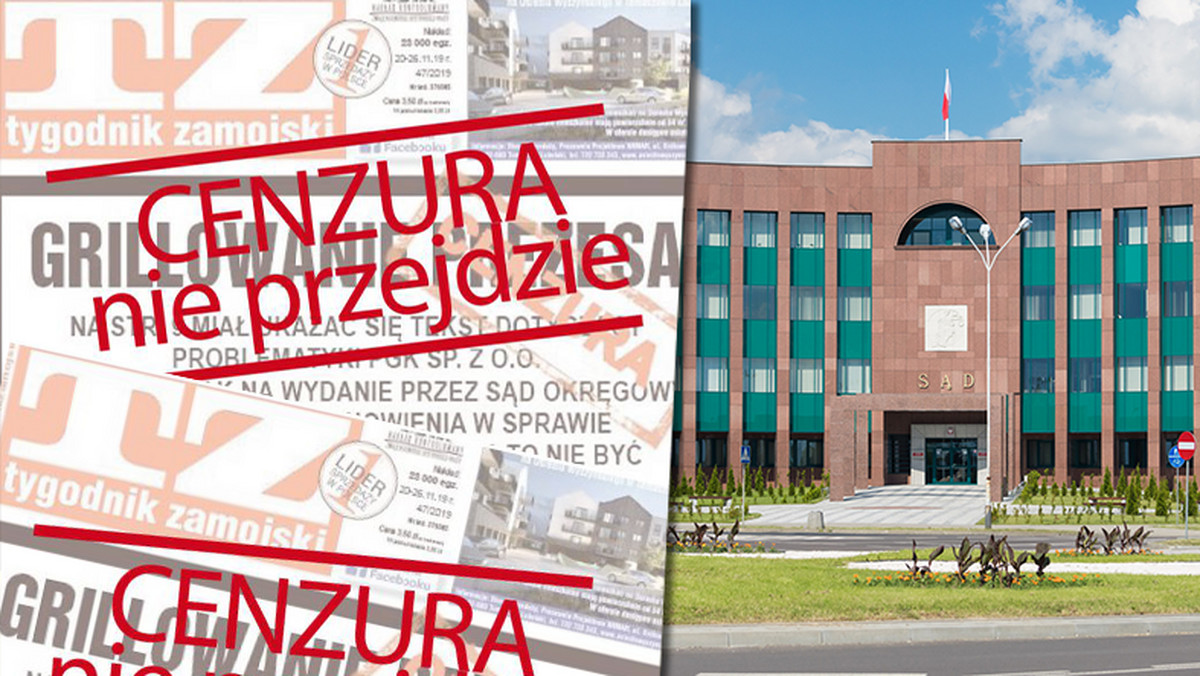 Sąd Okręgowy w Zamościu na początku listopada prewencyjnie zakazał dziennikarzom "Tygodnika Zamojskiego" publikacji przez najbliższe 11 miesięcy tekstów o Przedsiębiorstwie Gospodarki Komunalnej w Zamościu. Jak informuje dzisiaj serwis wirtualnemedia.pl, Sąd Okręgowy zmienił tę decyzję, uchylając zabezpieczenie powództwa.