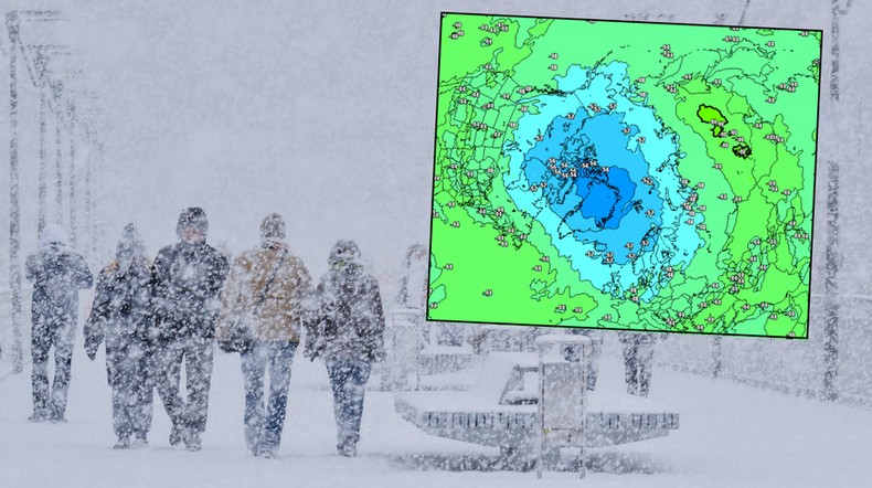 Rodzi się ogromny wir polarny. Zima zbliża się wielkimi krokami (mapa: meteociel.fr)