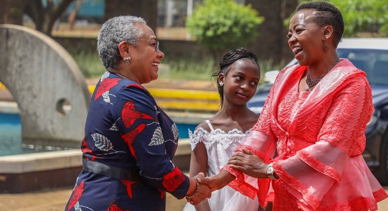 First Lady Margaret Kenyatta with Rachel Ruto