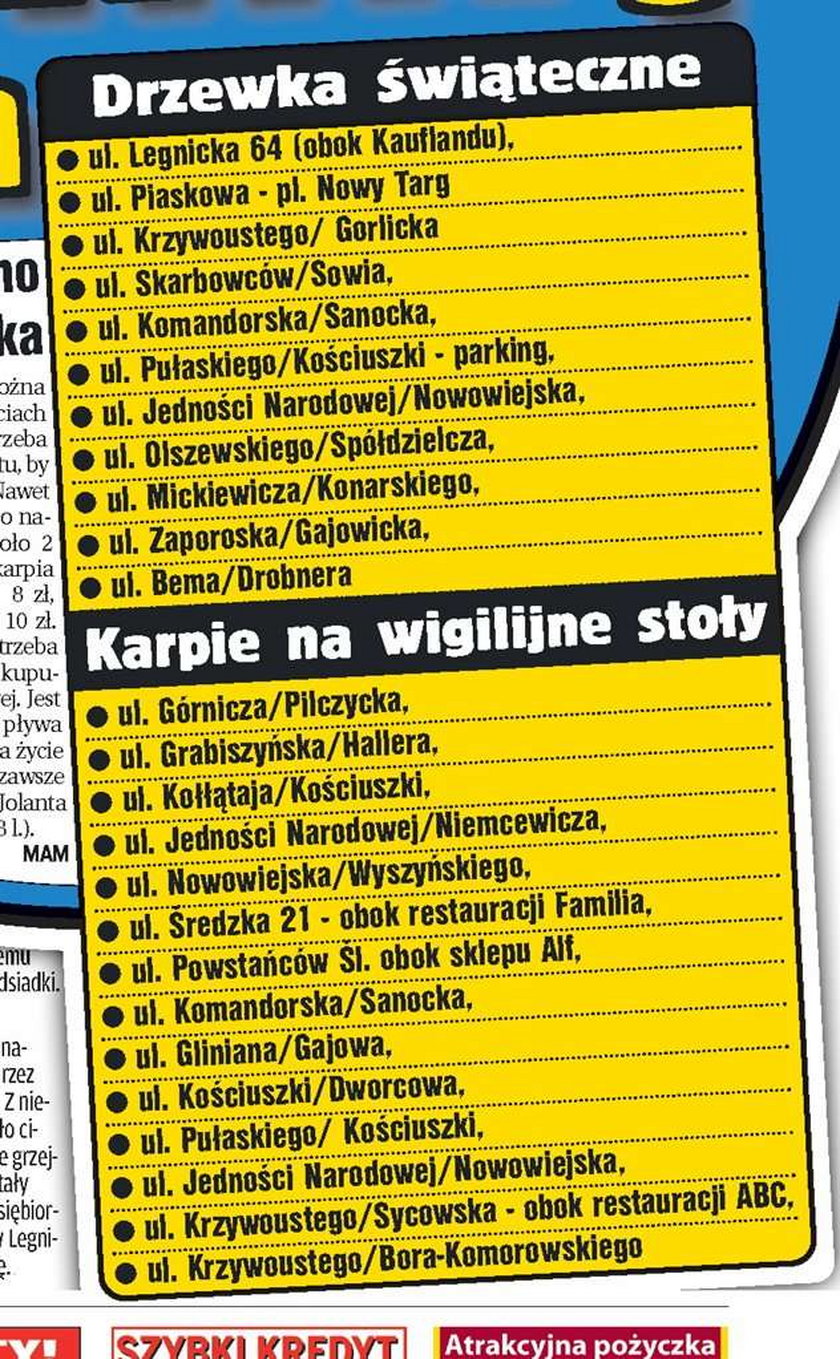 Gdzie kupić choinkę i karpia