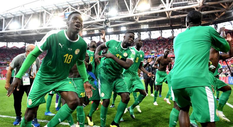 SENEGAL - les joueurs célèbrent une victoire 2-0 contre la Pologne lors de la Coupe du monde 2018