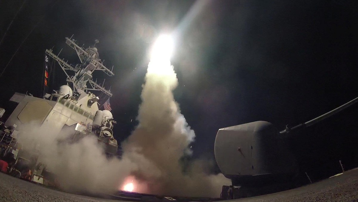 U.S. Navy guided-missile destroyer USS Porter (DDG 78) conducts strike operations while in the Mediterranean Sea