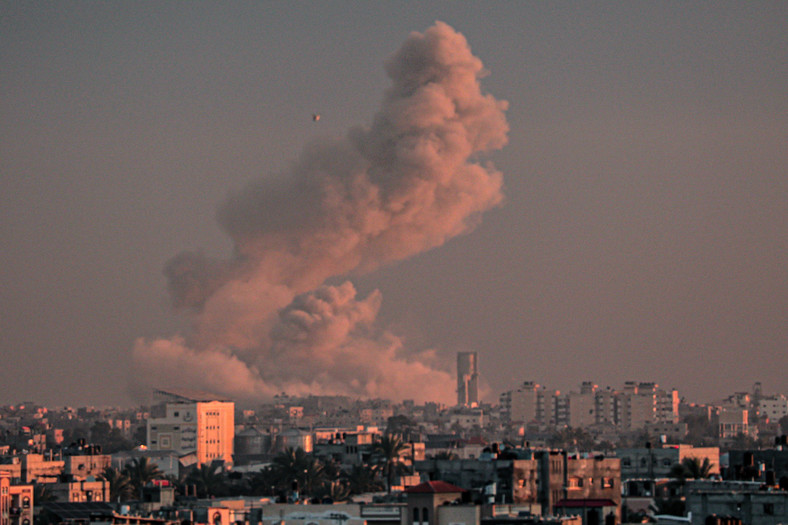 Rafah w Strefie Gazy po izraelskich bombardowaniach, 5 lutego 2024 r.