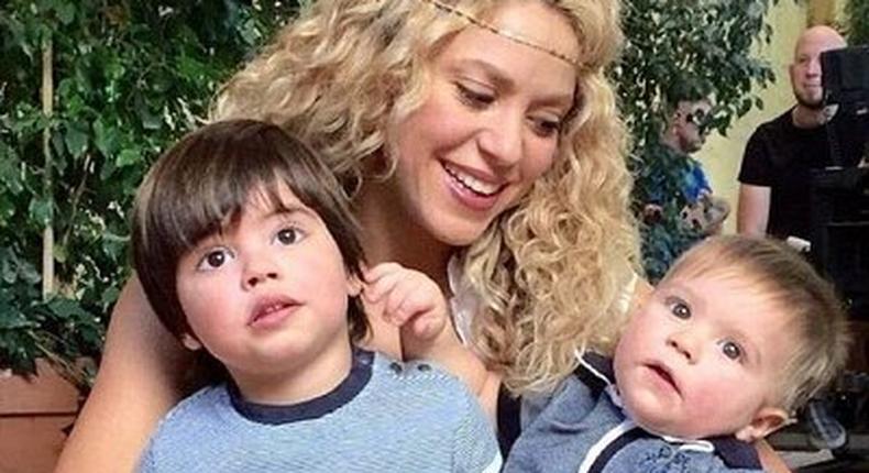 Shakira with her two sons, Milan and Sasha