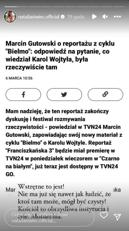 Natalia Siwiec zabiera głos po dokumencie o nadużyciach w kościele