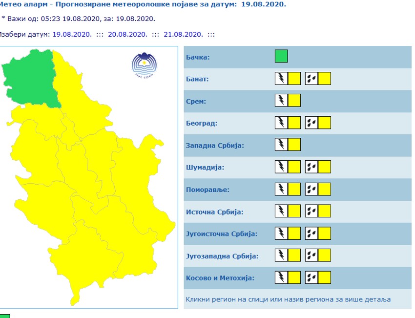 U gotovo celoj zemlji danas je na snazi žuti meteoalarm
