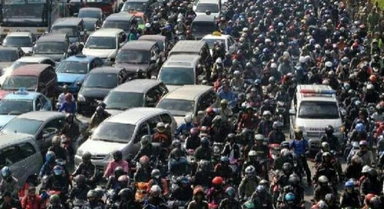 Photos from the traffic jam in Indonesia