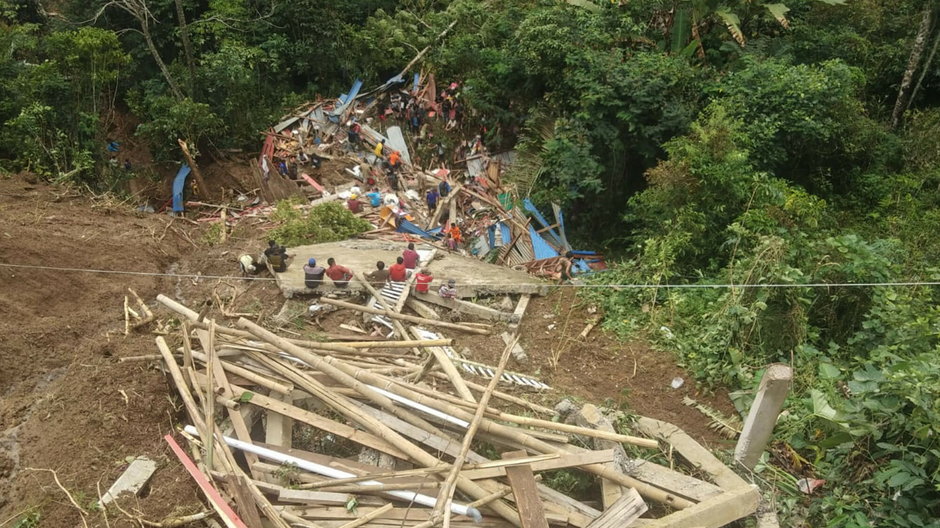 Miejsce osunięcia się ziemi w Tana Toraja w Południowym Sulawesi