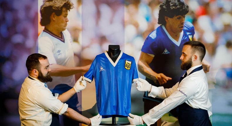Diego Maradona’s ‘Hand of God’ shirt auctioned for £4 million
