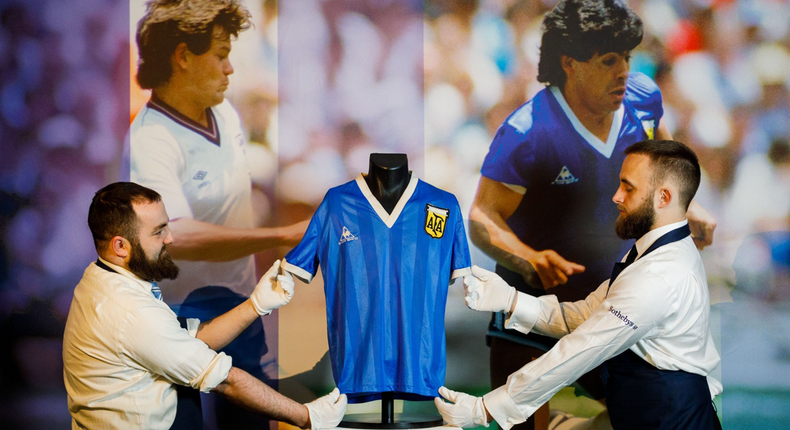 Diego Maradona’s ‘Hand of God’ shirt sold for a record price of £7.1 million