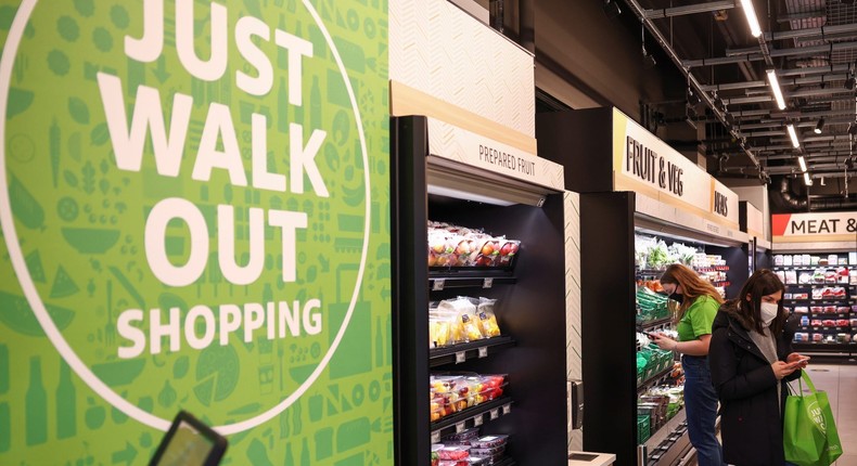 Inside an Amazon Fresh store.Reuters/HENRY NICHOLLS