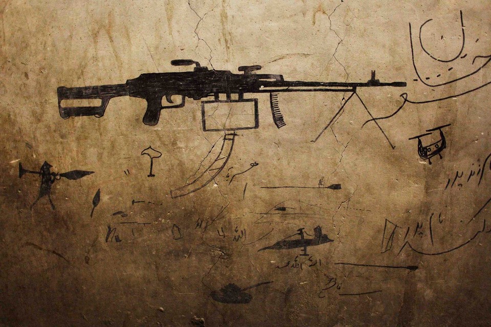 a Graffiti l on the walls of a compound in southern Afghanistan's Helmand province