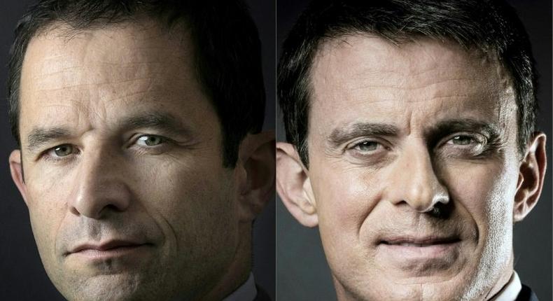 Benoit Hamon (left) will fight ex-prime minister Manuel Valls for the French Socialist presidential nomination
