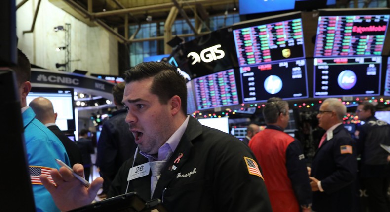 Traders work on the floor of the New York Stock Exchange (NYSE) on December 04, 2018 in New York City.