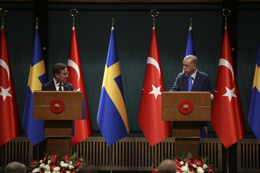Prezydent Turcji Recep Tayyip Erdogan i premier Szwecji Ulf Kristersson w Ankarze, 8 listopada 2022 r.
