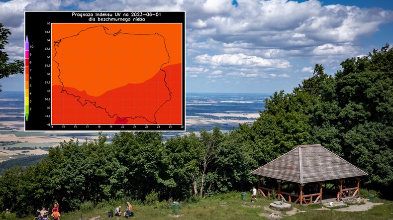 Uwaga na wysokie promieniowanie UV, szczególnie w Tatrach (mapa: IMGW-PIB)